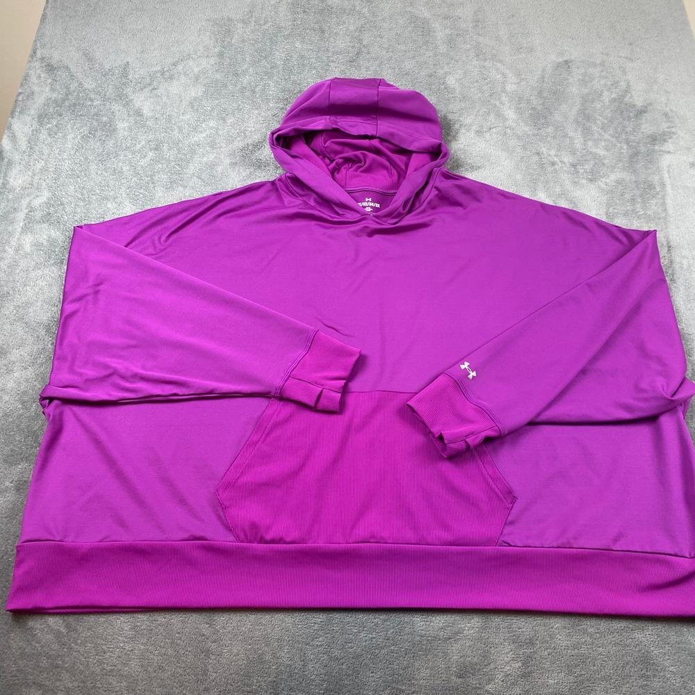 Under Armour Women 3X Hoodie Purple Loose Fit Thumbhole Performance Athleisure
